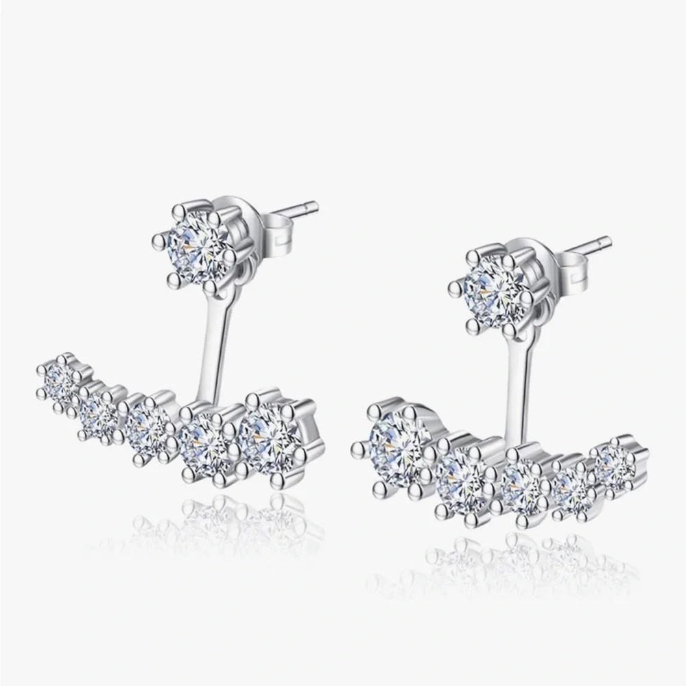 925 Sterling Silver Crystal Climber Earrings